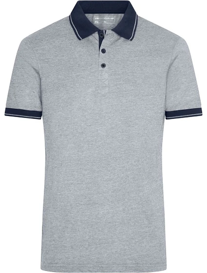 Daiber JN 706 Pánské žerzejové melírované polo 02.0706 grey heather/navy Daiber JN 706 Pánské žerzejové melírované polo 02.0706 grey heather/navy