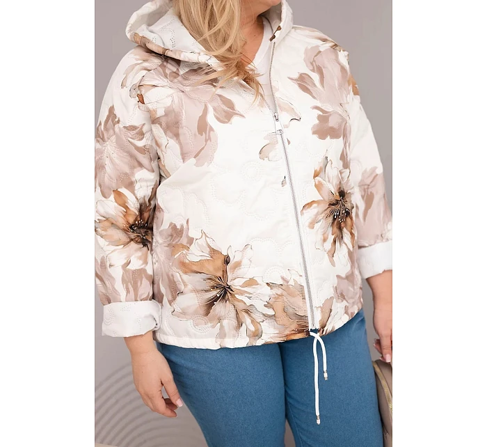 Dámská jarní bunda Plus Size s květinovým vzorem fango