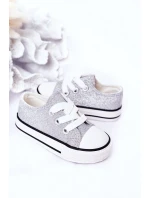 Dětské Brokátové Tenisky Stříbrné Bling-Bling Dětské Brokátové Tenisky Stříbrné Bling-Bling