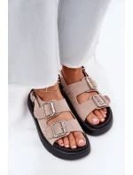 Semišové dámské sandály s přezkami Big Star model 21694384 světle růžové - Big Star Shoes