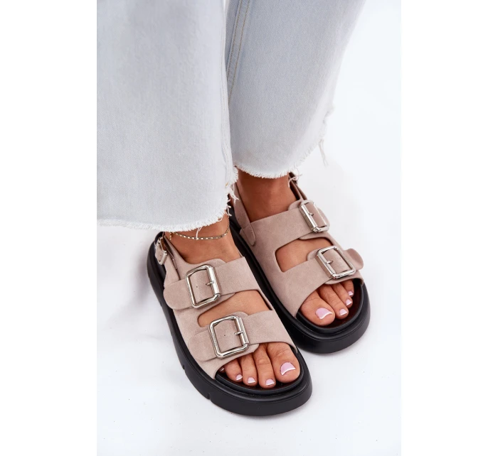 Semišové dámské sandály s přezkami Big Star model 21694384 světle růžové - Big Star Shoes