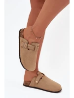 Dámské Pantofle Na Korkové Platformě Se Zlatou Přezkou Big Star SS274738 Béžové Dámské Pantofle Na Korkové Platformě Se Zlatou Přezkou Big Star SS274738 Béžové