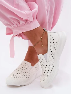 Dámské nazouvací síťované polobotky z umělé kůže bílé Geressa