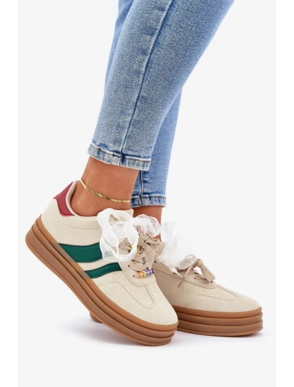 Sneakersy Damskie Z Przypinkami Beżowe Jariana Sneakersy Damskie Z Przypinkami Beżowe Jariana