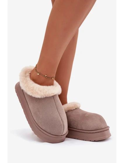 Dámské domácí pantofle s kožíškem – khaki Eveline Dámské domácí pantofle s kožíškem – khaki Eveline