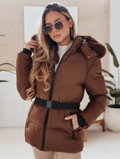 Dámská zimní prošívaná bunda s kapucí LOVELINA hnědá FashionStreet TY4953