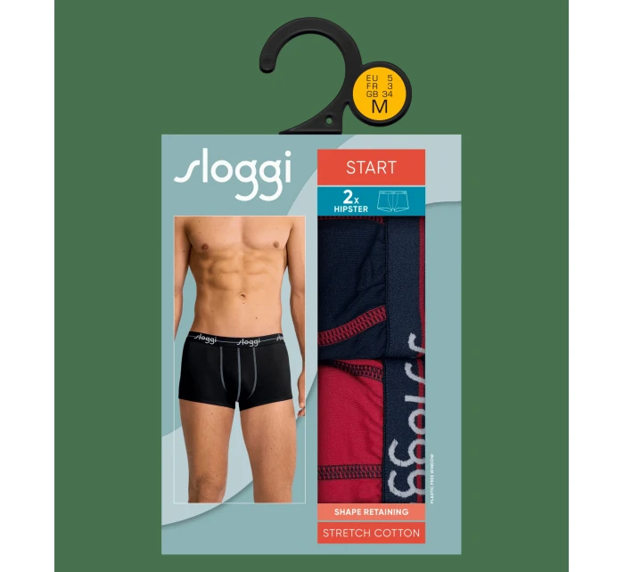 Pánské boxerky Start Hipster C2P box - BLUE - DARK COMBINATION - tm.modrá-vínová M008 - SLOGGI