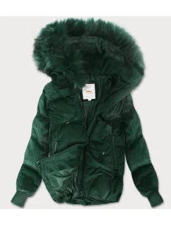 Tmavě zelená dámská bunda s kapucí model 21242242 - Libland