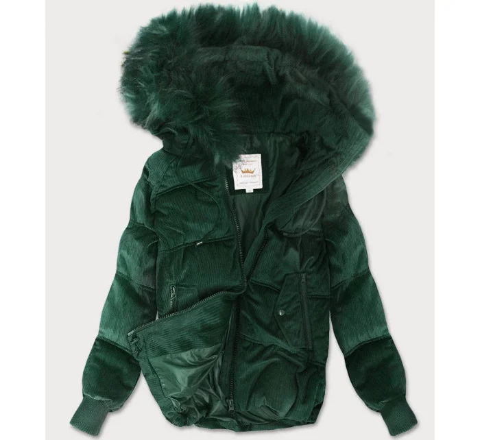 Tmavě zelená dámská bunda s kapucí model 21242242 - Libland