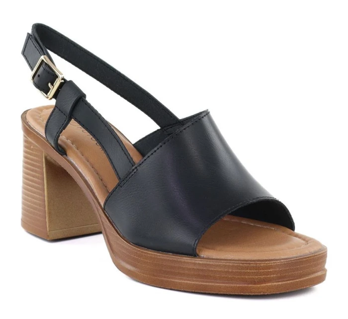 Sandały damskie na słupku czarne Potocki 54324