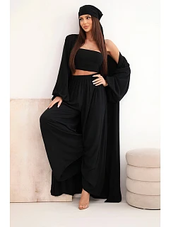 Dámský viskózový model 22084825 komplet v boho stylu černý - K-Fashion