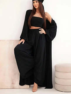 Dámský viskózový model 22084825 komplet v boho stylu černý - K-Fashion
