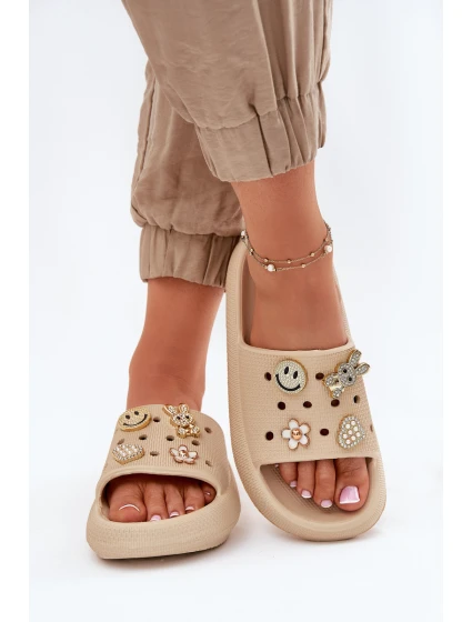 Dámské Pěnové Pantofle S Béžové model 21697199 - VINCEZA