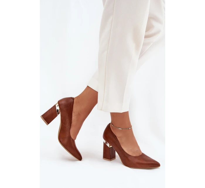 Kožené Lodičky Lewski model 21704050 Tmavě hnědé - Boto