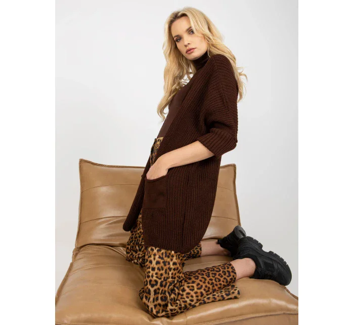 Dámský svetr LO SW LK 3002 kardigan.98P tmavě hnědý Dámský svetr LO SW LK 3002 kardigan.98P tmavě hnědý