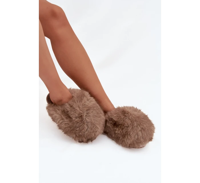 Dámské chlupaté papuče – hnědé Iseline Dámské chlupaté papuče – hnědé Iseline