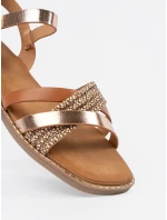 Klasické  sandály hnědé dámské na plochém podpatku