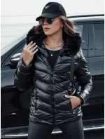 Dámská prošívaná zimní bunda s kapucí černá model 21980384 - Dstreet