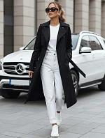 FashionStreet dámský dvouřadový černý trenčkot TY5437