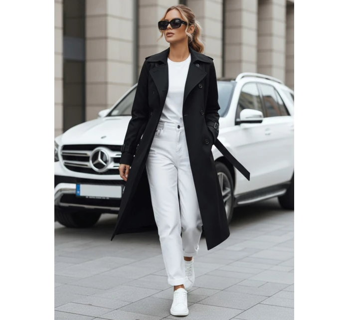 FashionStreet dámský dvouřadový černý trenčkot TY5437 FashionStreet dámský dvouřadový černý trenčkot TY5437