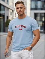Tshirt męski bawełniany z nadrukiem California błękitny model 22316139 - FashionStreet