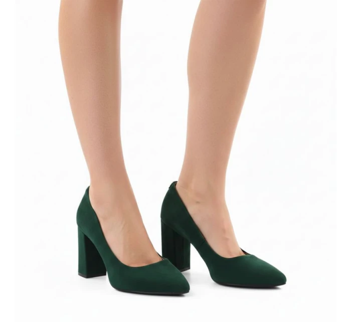 Zelené semišové lodičky na jehlovém podpatku Sergio Leone PB216