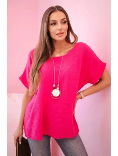 Mušelínová halenka s náhrdelníkem fuchsie