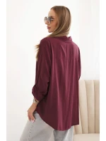 Dámská košile s viskózou, ozdobnými knoflíky a límečkem švestková