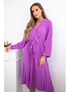Šaty se svázaným plisovaným lemem fialka