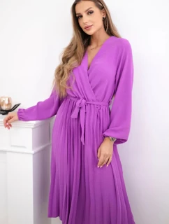 Šaty se svázaným plisovaným lemem fialka