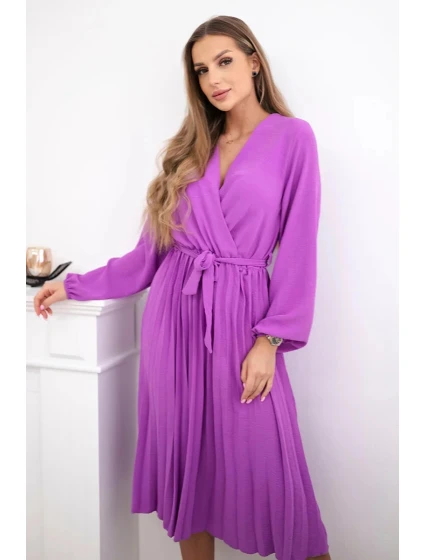 Šaty se svázaným plisovaným lemem fialka