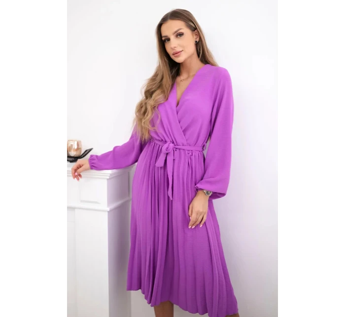 Šaty se svázaným plisovaným lemem fialka