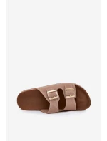 Dámské sandály se zlatými sponami a prošíváním khaki Lunera Dámské sandály se zlatými sponami a prošíváním khaki Lunera