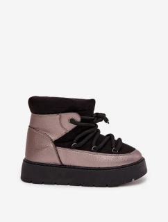 Dámské nízké sněhule s hřejivým kožíškem a silným šněrováním Xarina – černé