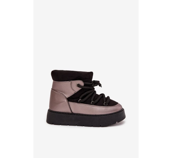 Dámské nízké sněhule s hřejivým kožíškem a silným šněrováním Xarina – černé Dámské nízké sněhule s hřejivým kožíškem a silným šněrováním Xarina – černé