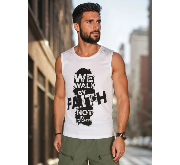 Pánské tričko bez rukávů bílé FashionStreet RX5658