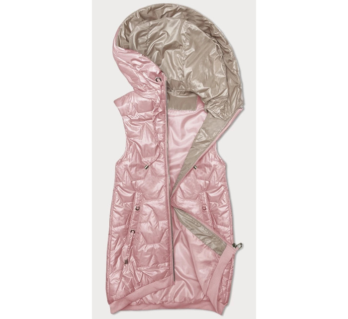 Růžová dámská vesta se stahovacím lemem na spodním okraji S'West (B8239-81)
