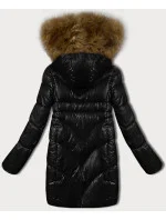 Jednoduchá černá dámská zimní bunda s ozdobnými kapsami S'west (B8259-1)