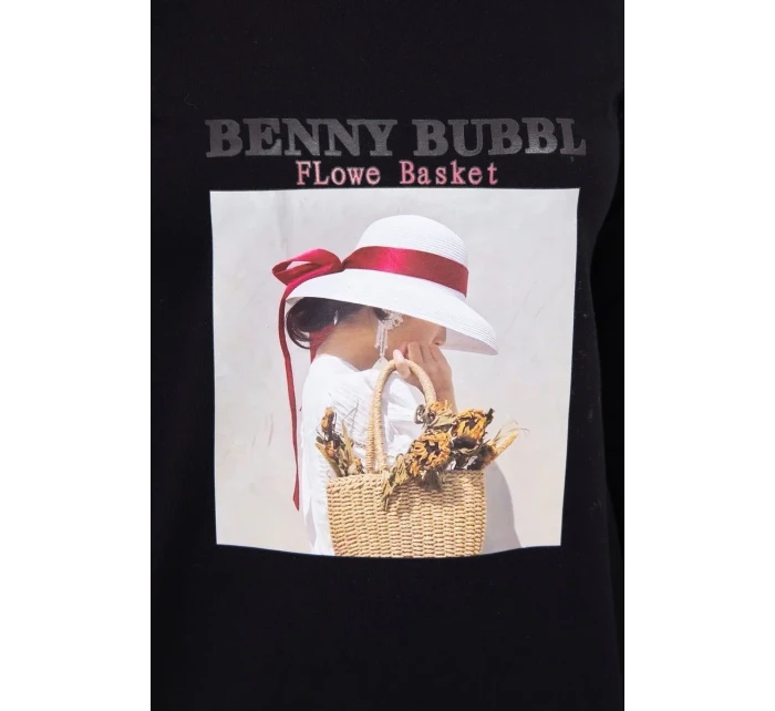 Šaty s potiskem model 18744174 černé - K-Fashion Šaty s potiskem model 18744174 černé - K-Fashion