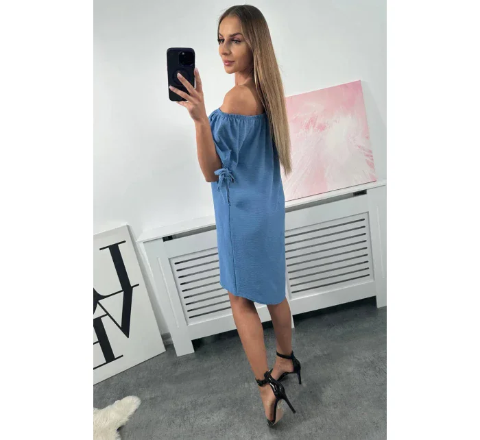 Šaty vázané na rukávech tmavý denim Šaty vázané na rukávech tmavý denim