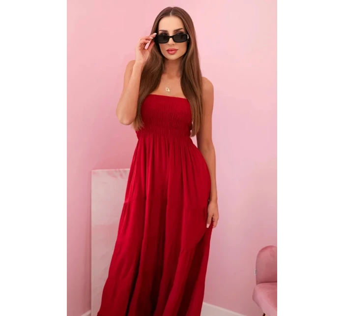 Dámské viskózové šaty s elastickým topem Burgundsko