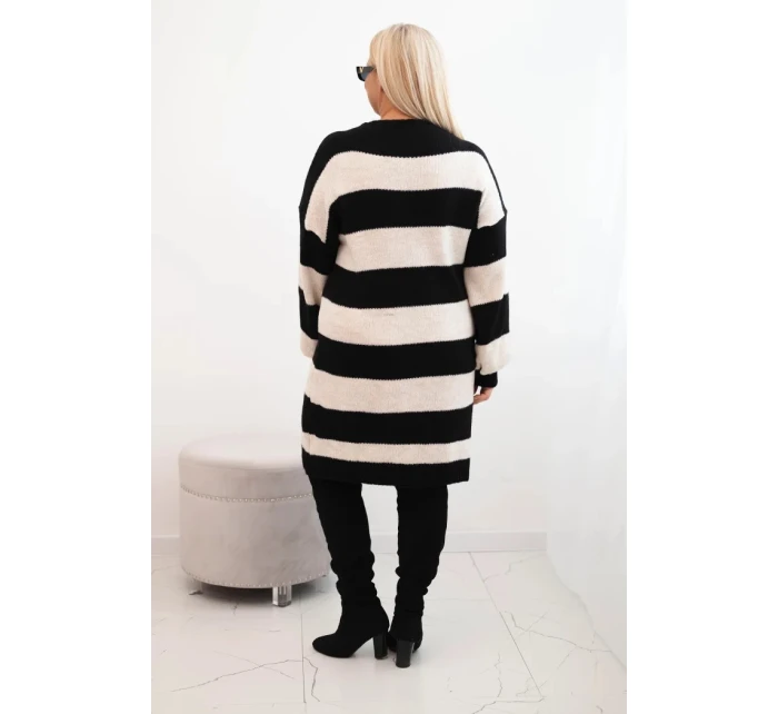 Dámské pletené šaty Plus Size pruhované černá