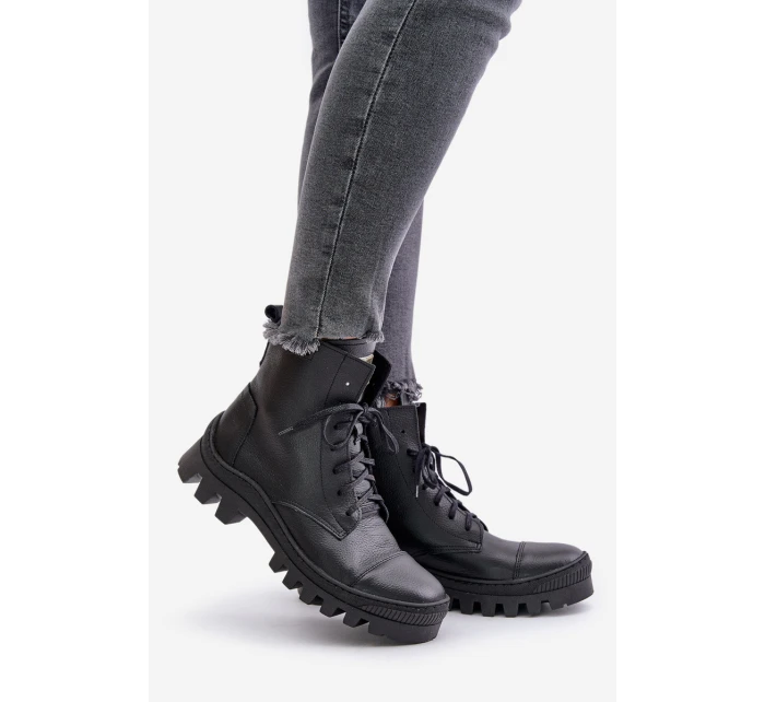 model 21670916 Dámské Botky Z Přírodní Kůže Černé - Zazoo