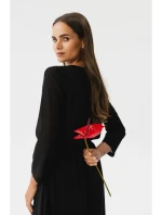 S354 Vrstvené šifonové šaty - černé