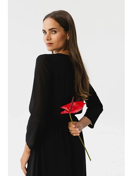 šifonové šaty černé model 18882613 - STYLOVE