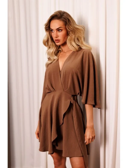 M785 Rozšířené mini šaty - čokoládové M785 Rozšířené mini šaty - čokoládové