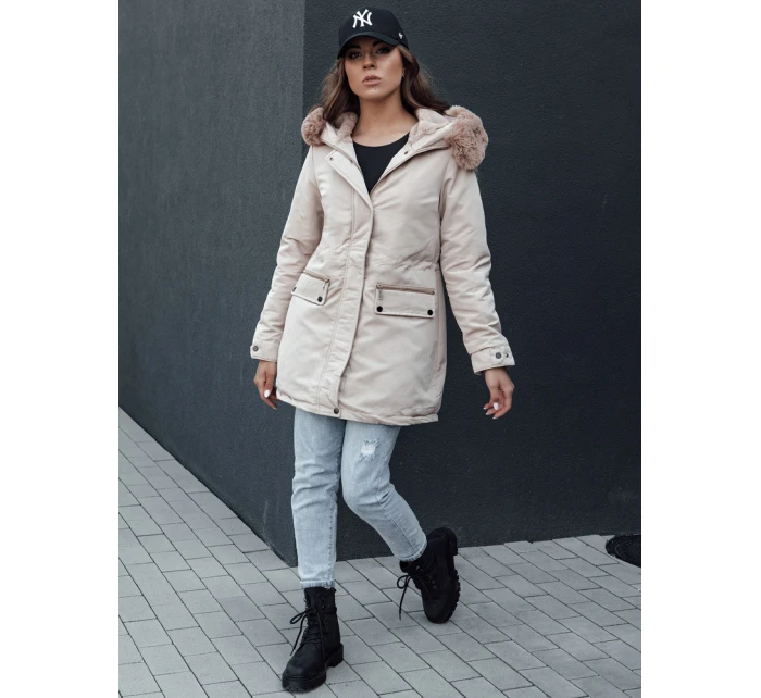 Dámská zimní bunda parka s kapucí SNOWFALL béžová FashionStreet TY4490