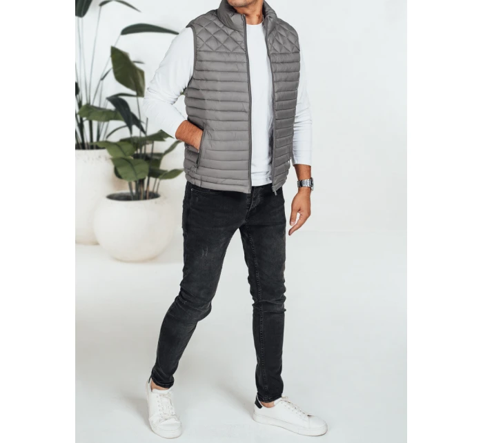 Pánská prošívaná tmavě šedá vesta FashionStreet TX5079