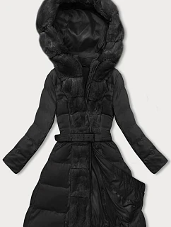 Černá dámská zimní bunda s ozdobnou kožešinou model 21246197 - J.STYLE