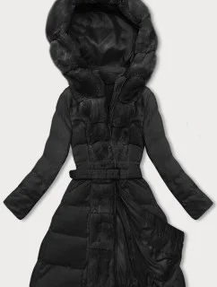 Černá dámská zimní bunda s ozdobnou kožešinou model 21246197 - J.STYLE